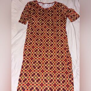 LuLaRoe Julia Multicolor Abstract Pattern Dress